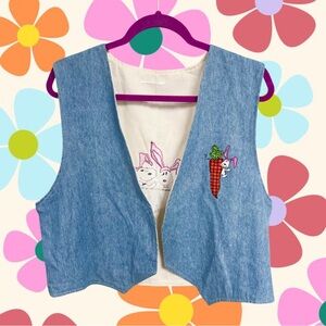 Denim patchwork Easter bunny Snoopy vest